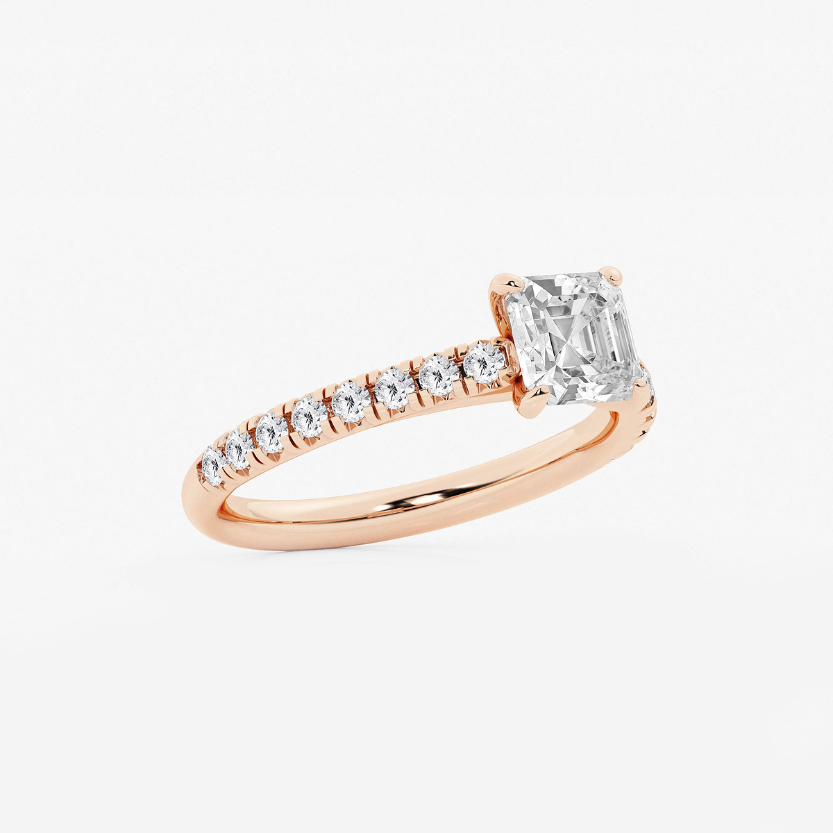 Additional Image 1 for  1 2/5 ctw Asscher Lab Grown Diamond French Pave Engagement Ring