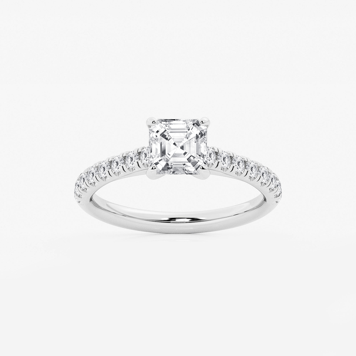 1 2/5 ctw Asscher Lab Grown Diamond French Pave Engagement Ring