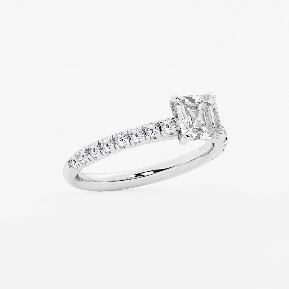 Additional Image 1 for  1 2/5 ctw Asscher Lab Grown Diamond French Pave Engagement Ring