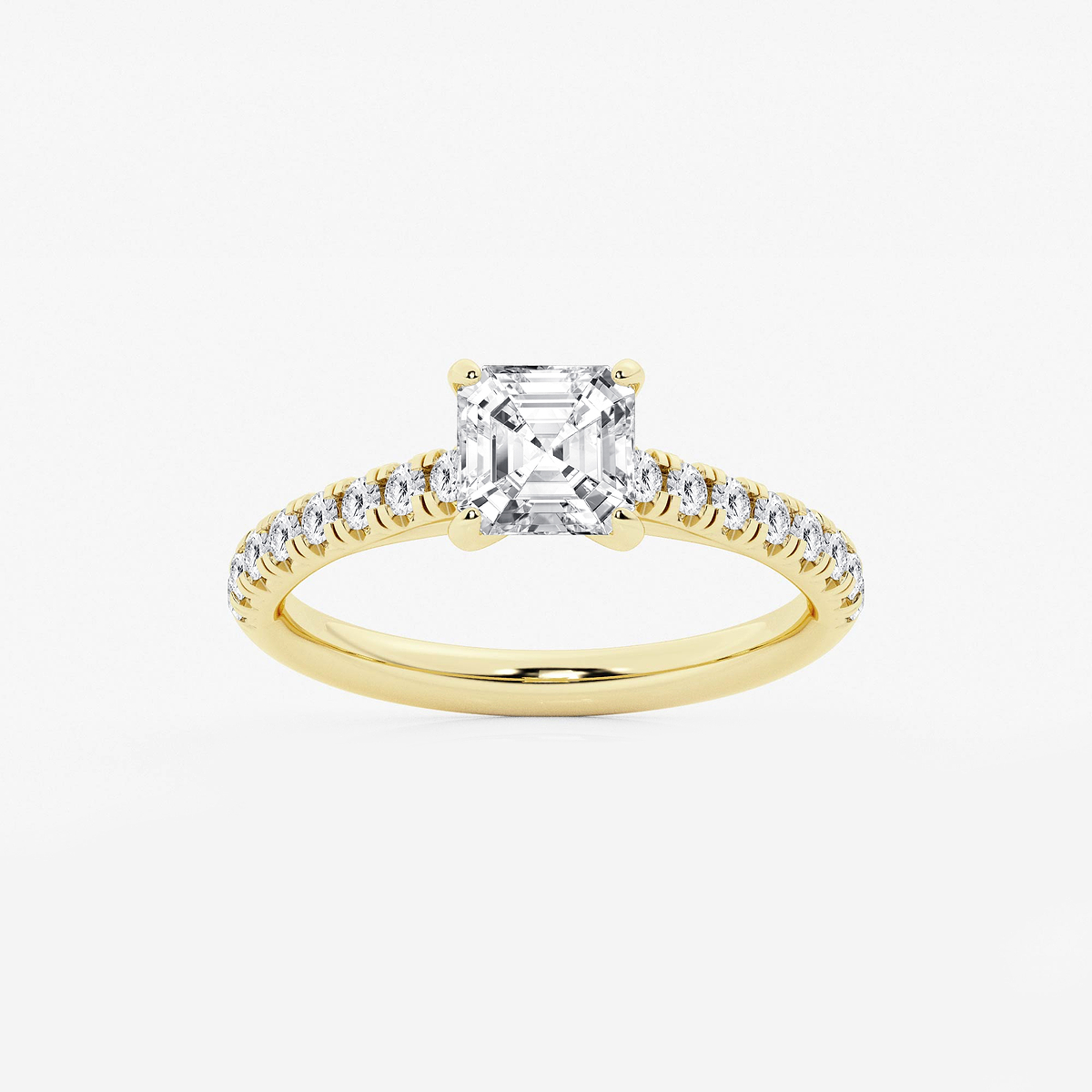 1 2/5 ctw Asscher Lab Grown Diamond French Pave Engagement Ring