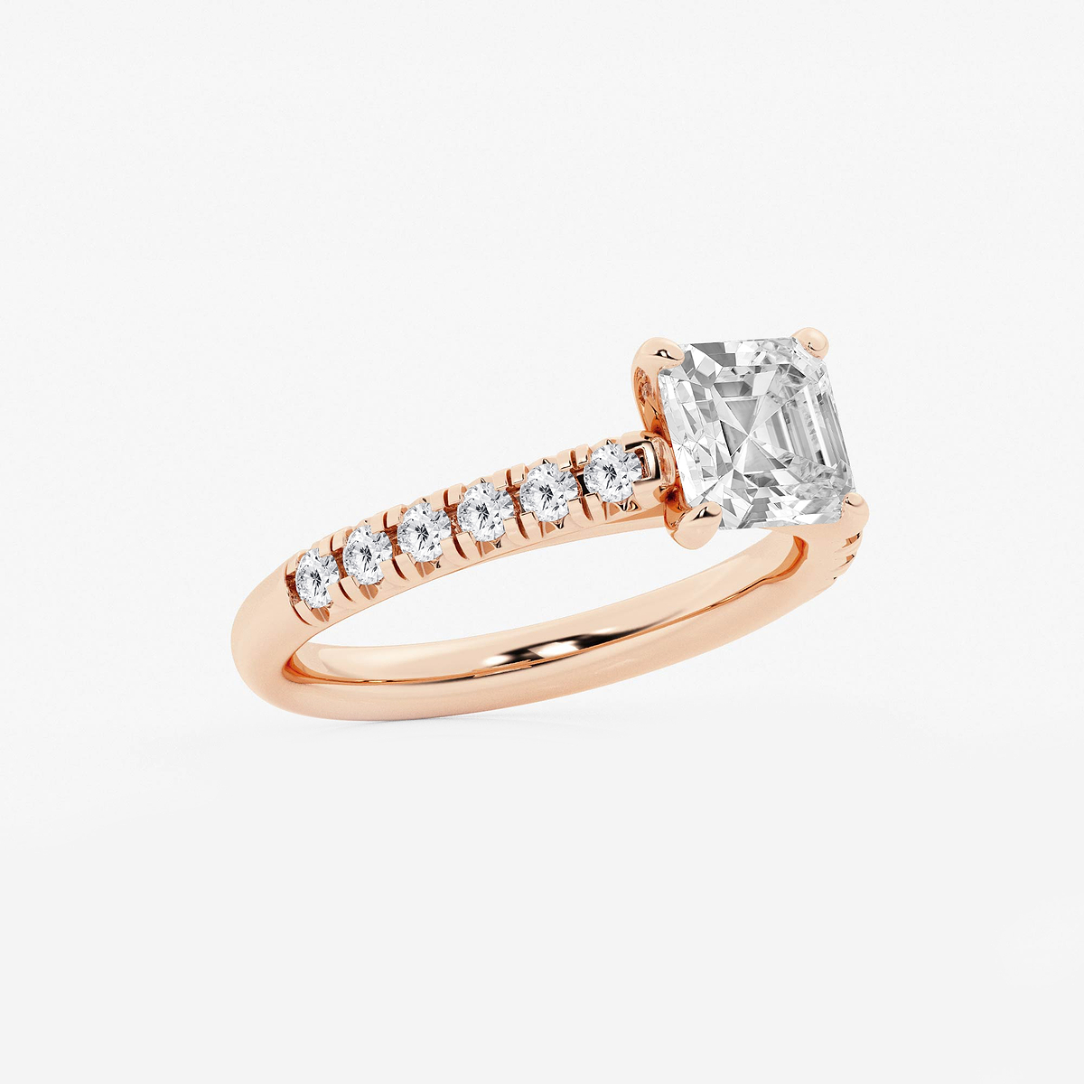 Additional Image 1 for  2 ctw Asscher Lab Grown Diamond French Pave Engagement Ring