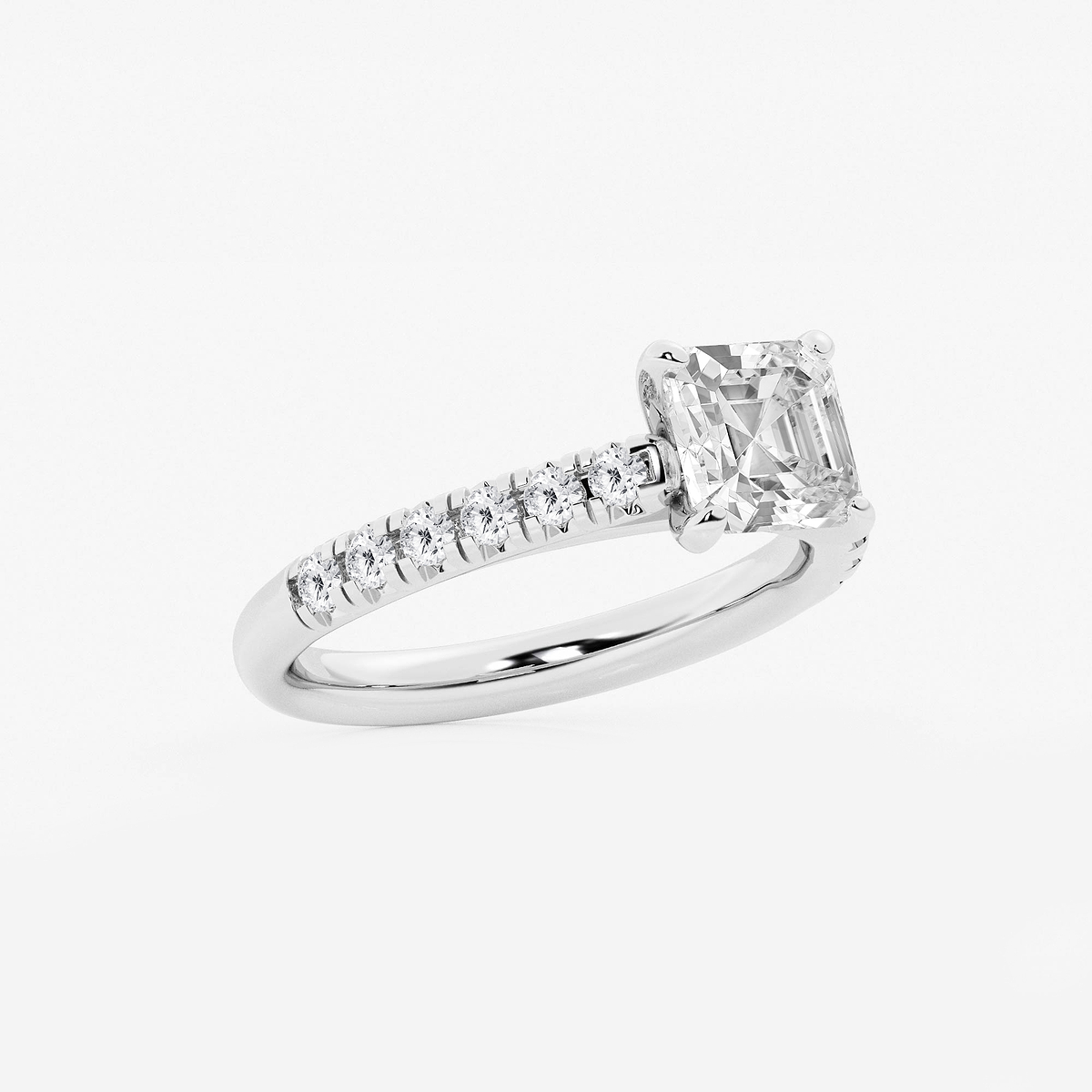 Additional Image 1 for  2 ctw Asscher Lab Grown Diamond French Pave Engagement Ring