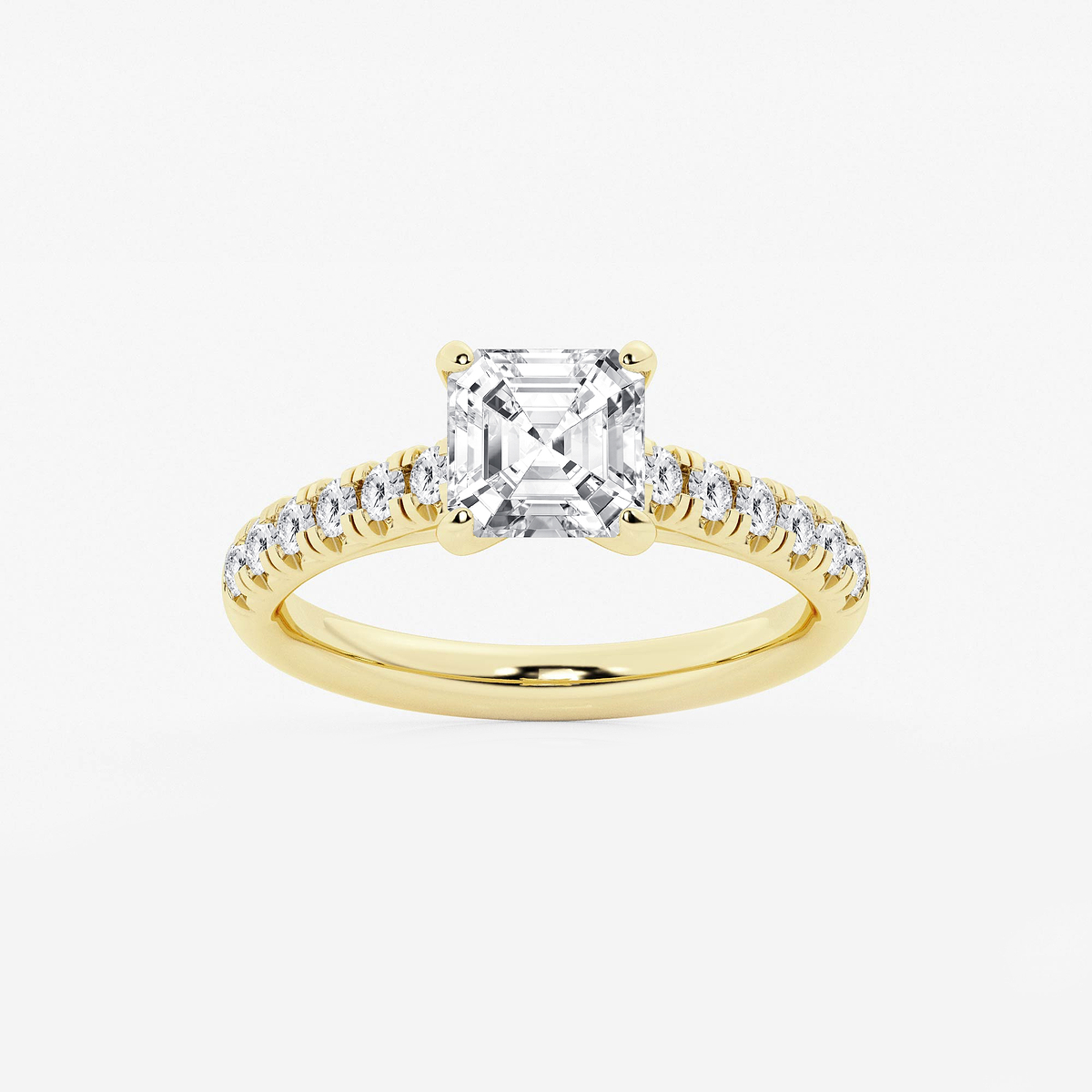 2 ctw Asscher Lab Grown Diamond French Pave Engagement Ring