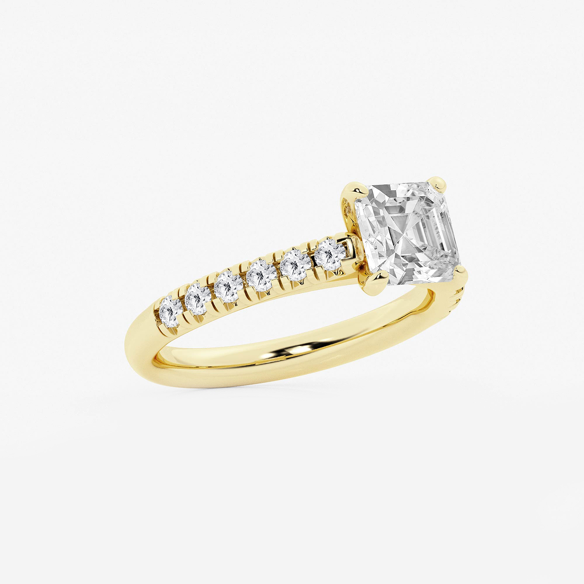 Additional Image 1 for  2 ctw Asscher Lab Grown Diamond French Pave Engagement Ring