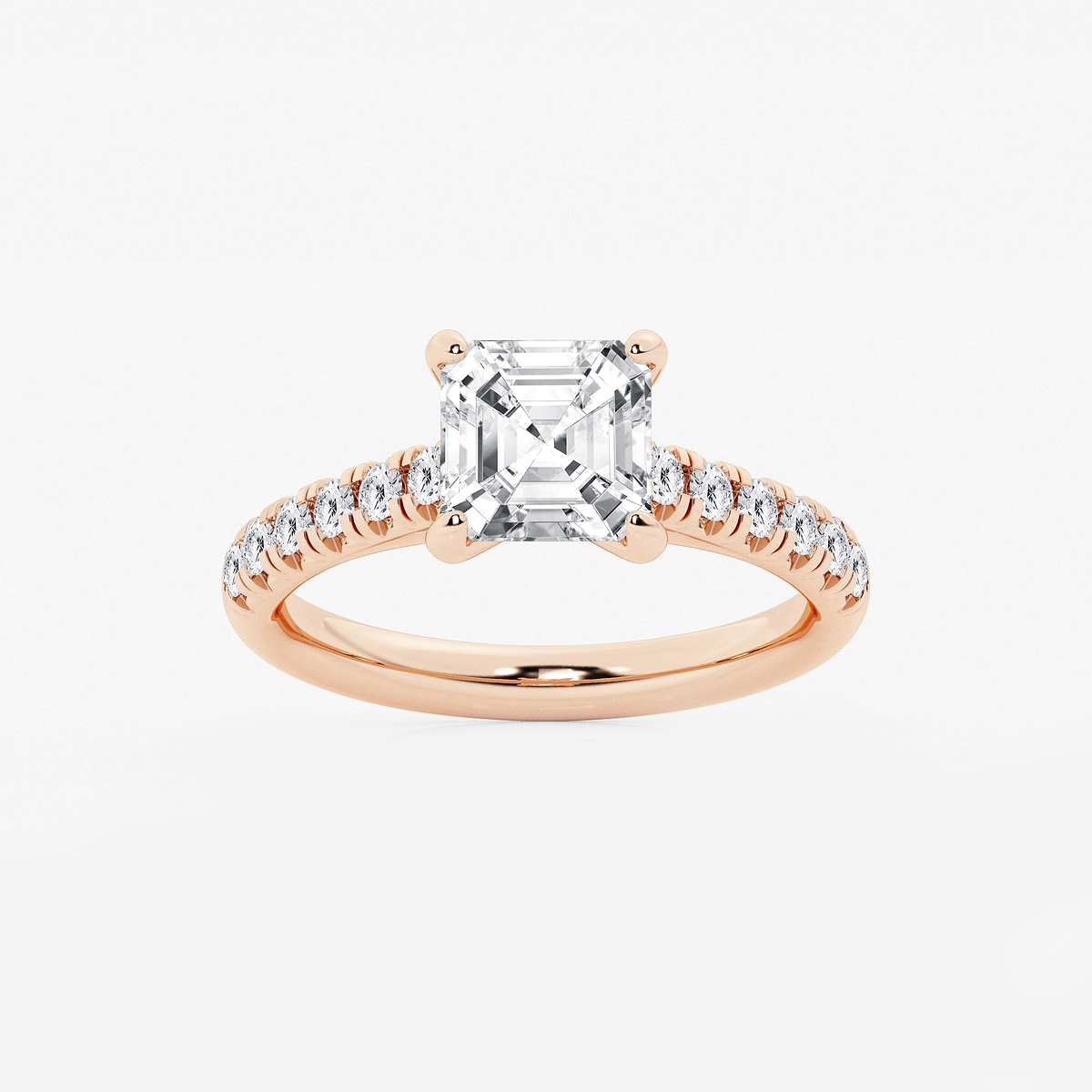 2 2/5 ctw Asscher Lab Grown Diamond French Pave Engagement Ring