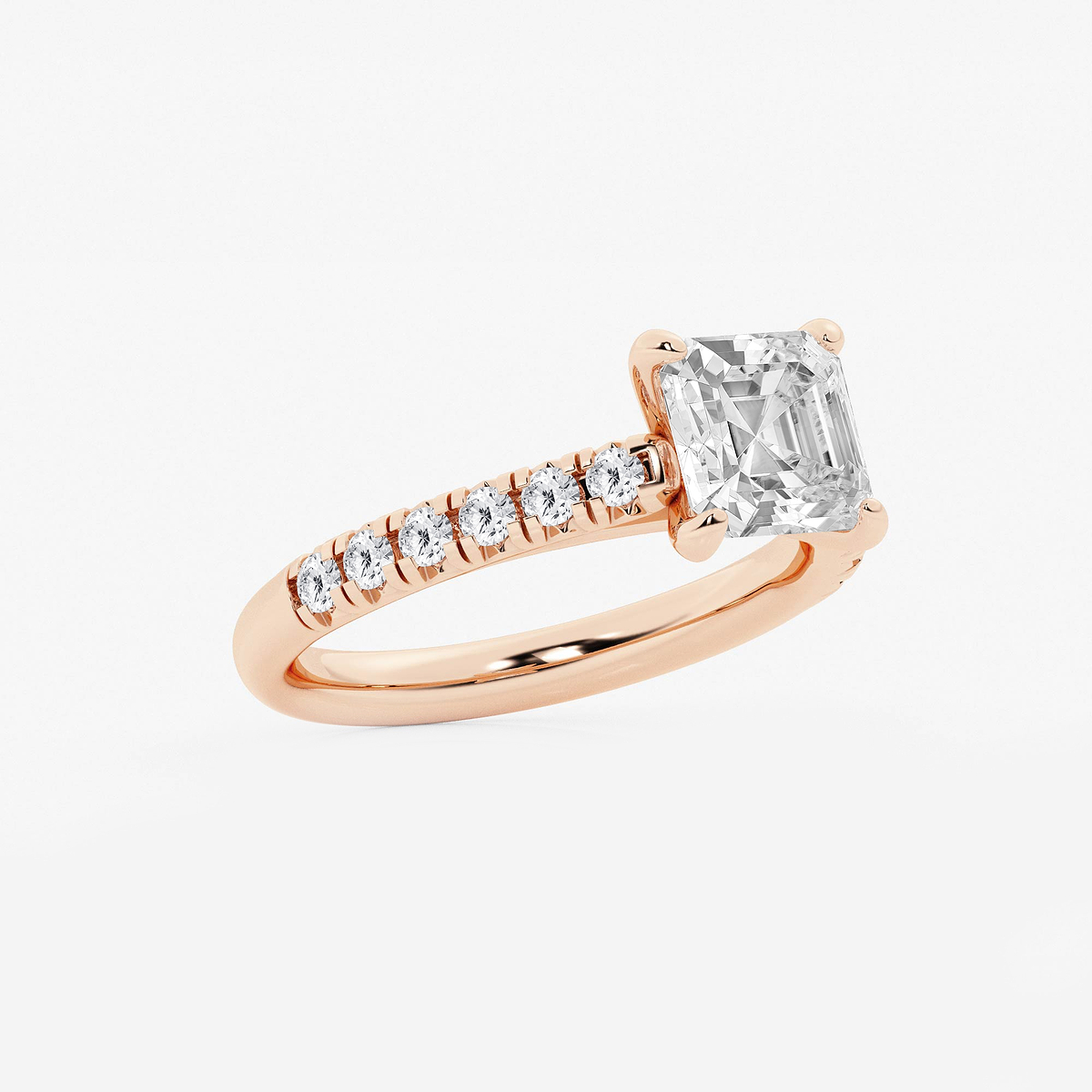 Additional Image 1 for  2 2/5 ctw Asscher Lab Grown Diamond French Pave Engagement Ring