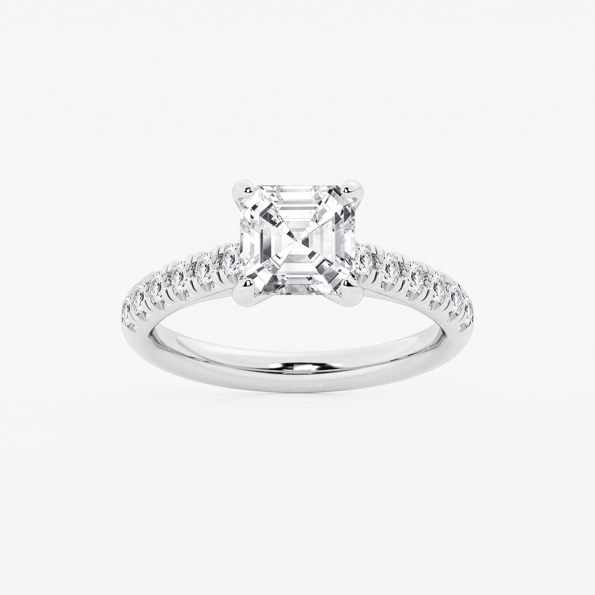 2 2/5 ctw Asscher Lab Grown Diamond French Pave Engagement Ring