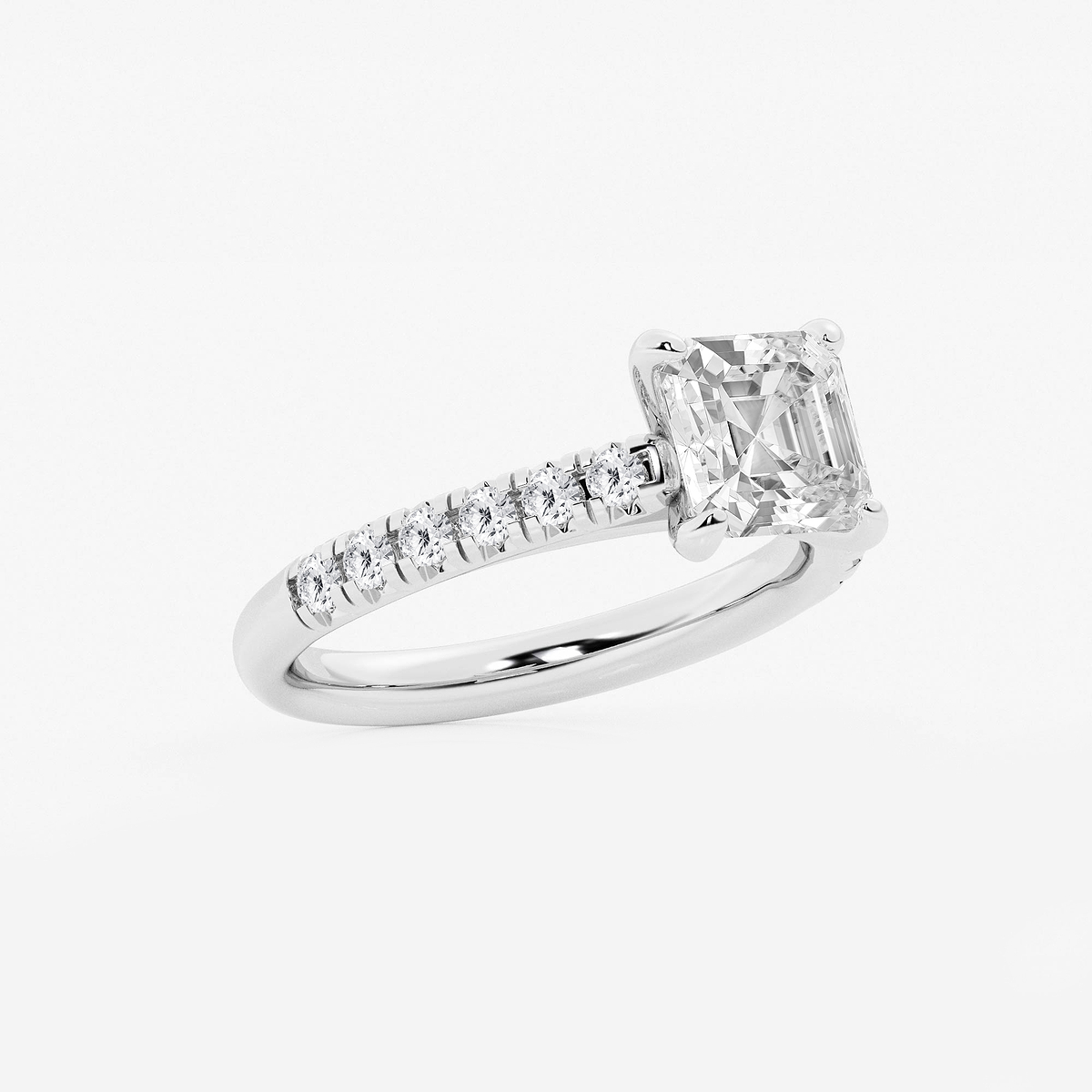 Additional Image 1 for  2 2/5 ctw Asscher Lab Grown Diamond French Pave Engagement Ring