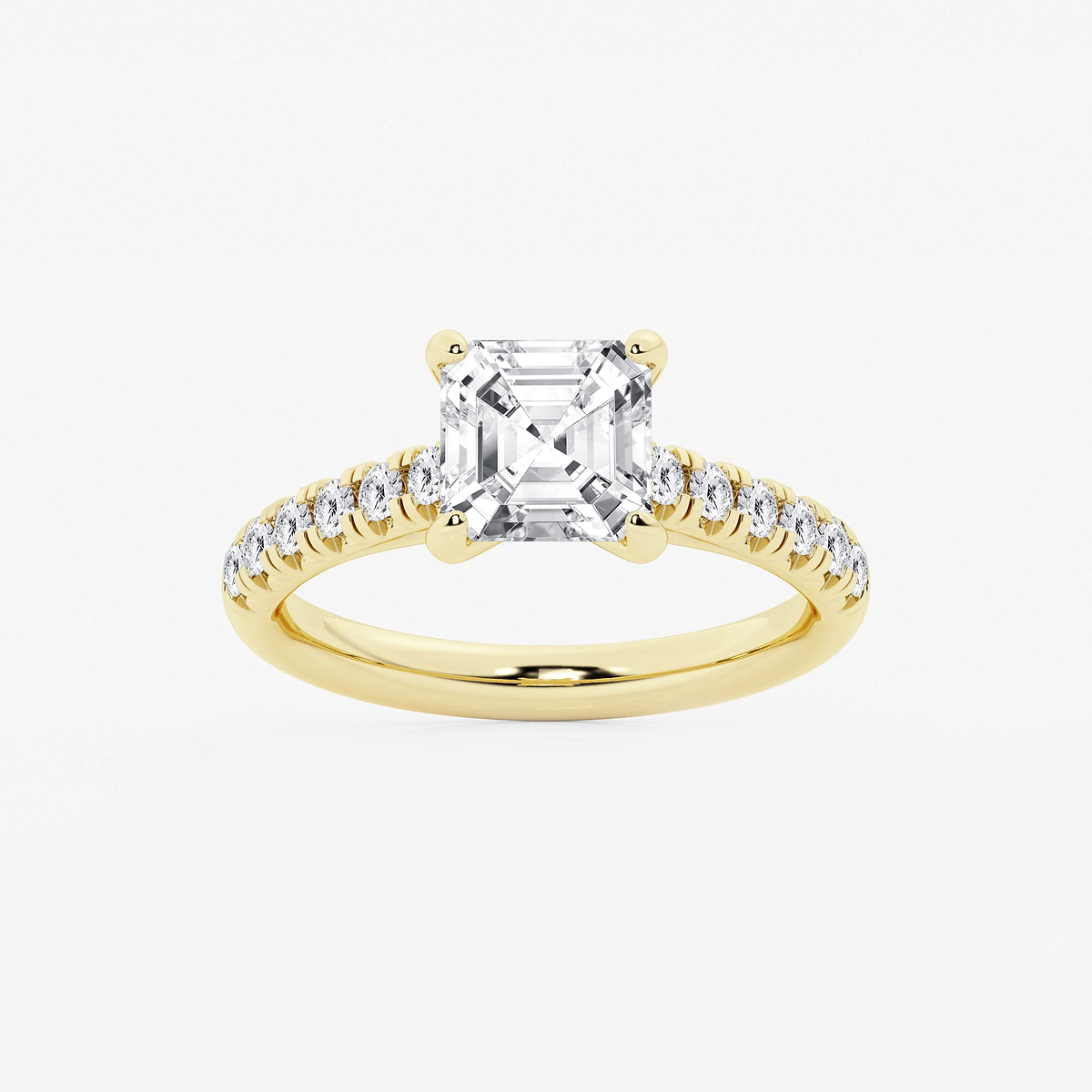 2 2/5 ctw Asscher Lab Grown Diamond French Pave Engagement Ring