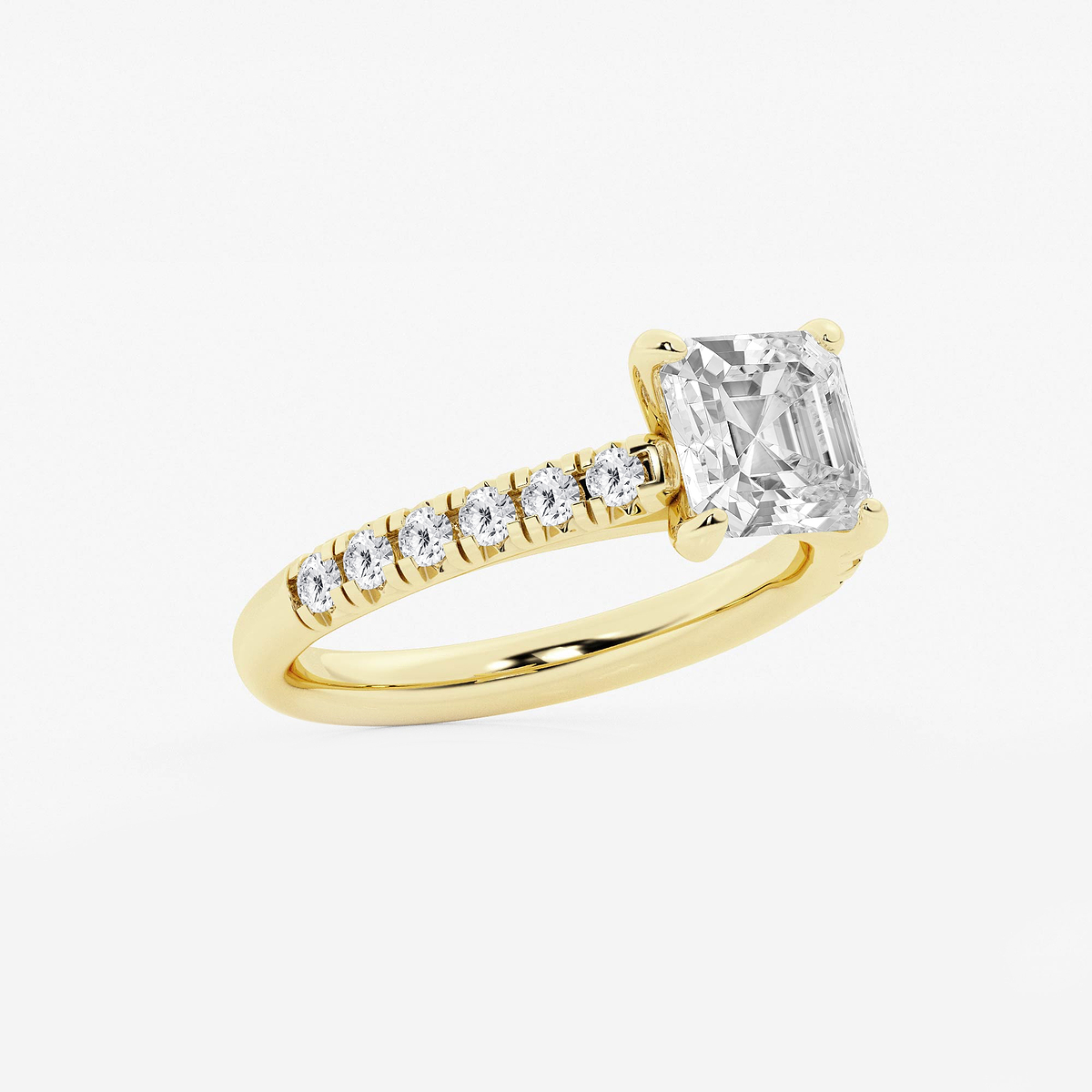 Additional Image 1 for  2 2/5 ctw Asscher Lab Grown Diamond French Pave Engagement Ring