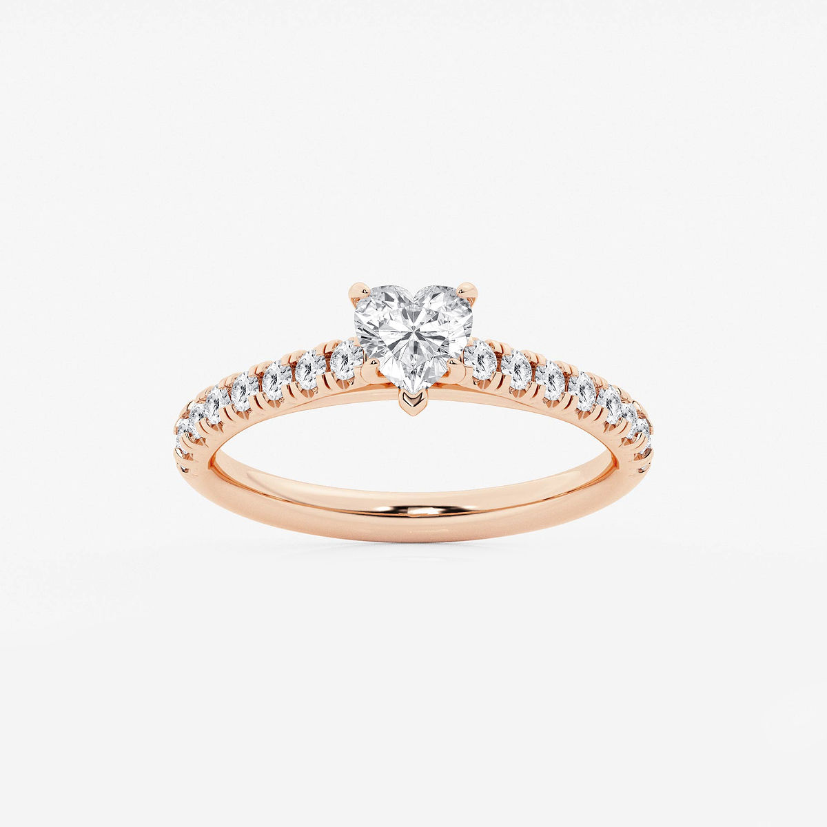 7/8 ctw Heart Lab Grown Diamond French Pave Engagement Ring