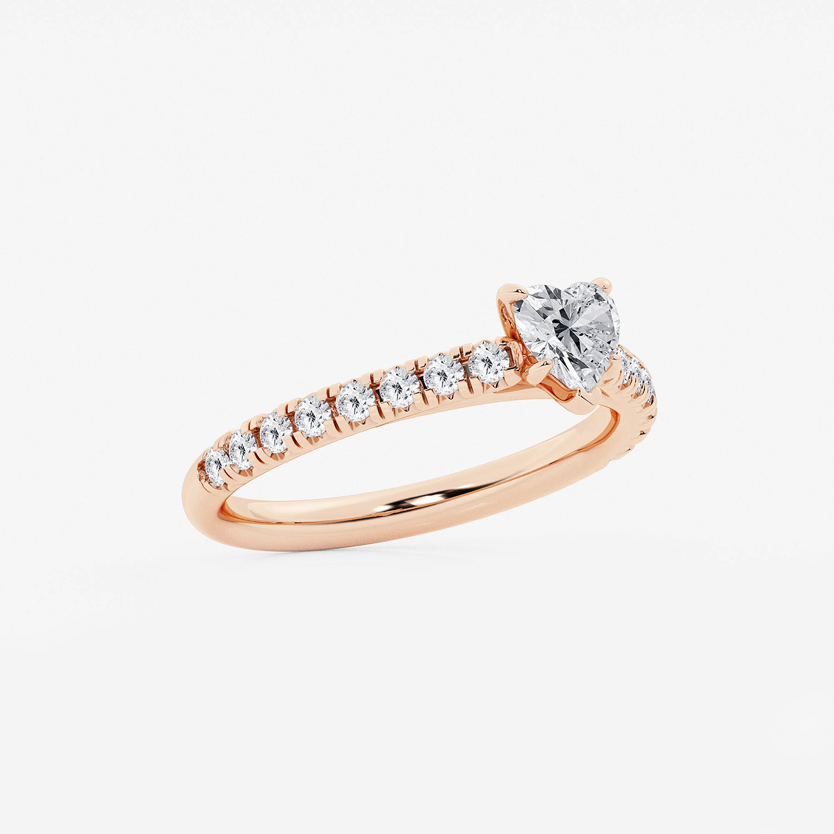 Additional Image 1 for  7/8 ctw Heart Lab Grown Diamond French Pave Engagement Ring
