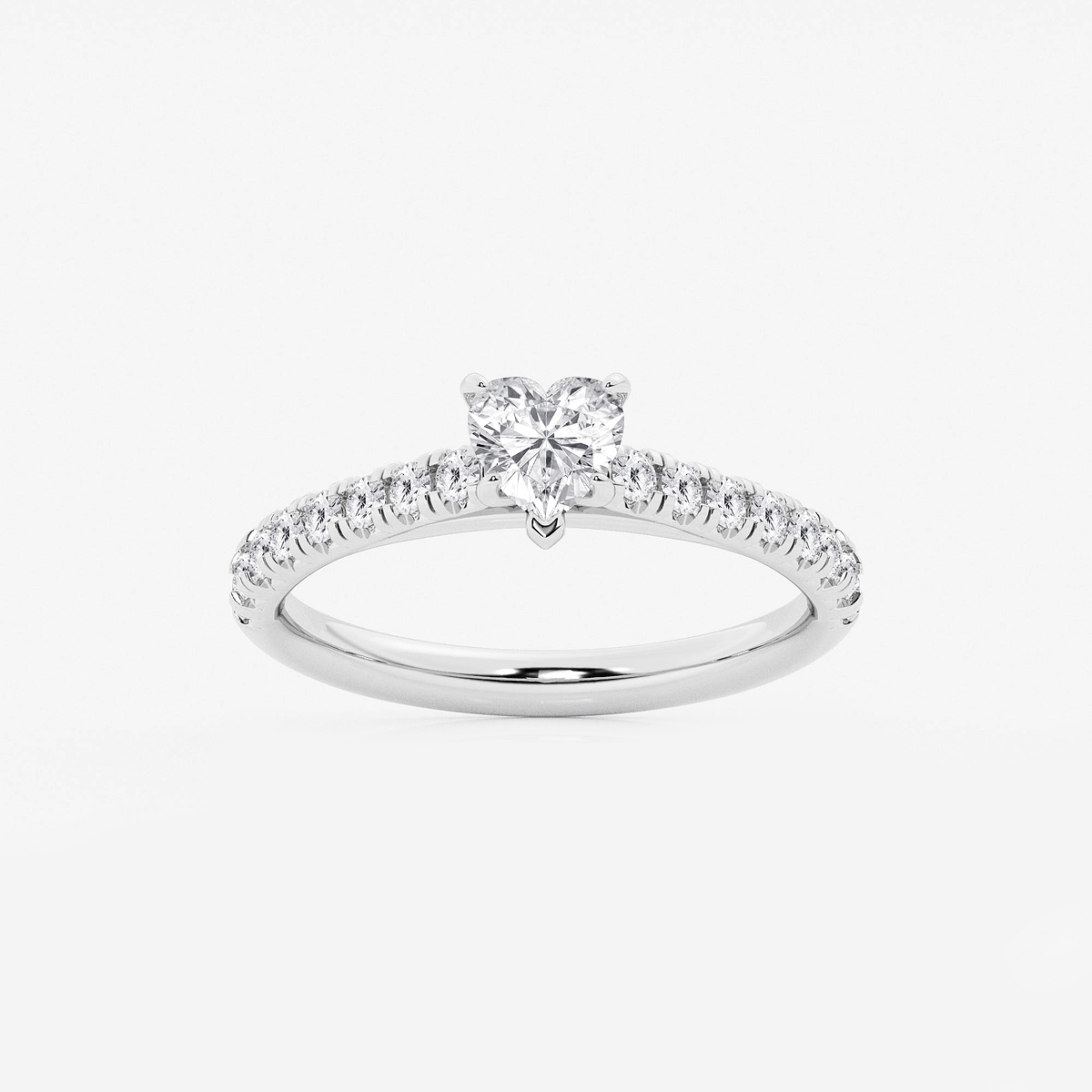 7/8 ctw Heart Lab Grown Diamond French Pave Engagement Ring