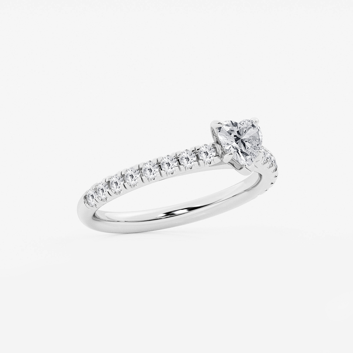 Additional Image 1 for  7/8 ctw Heart Lab Grown Diamond French Pave Engagement Ring