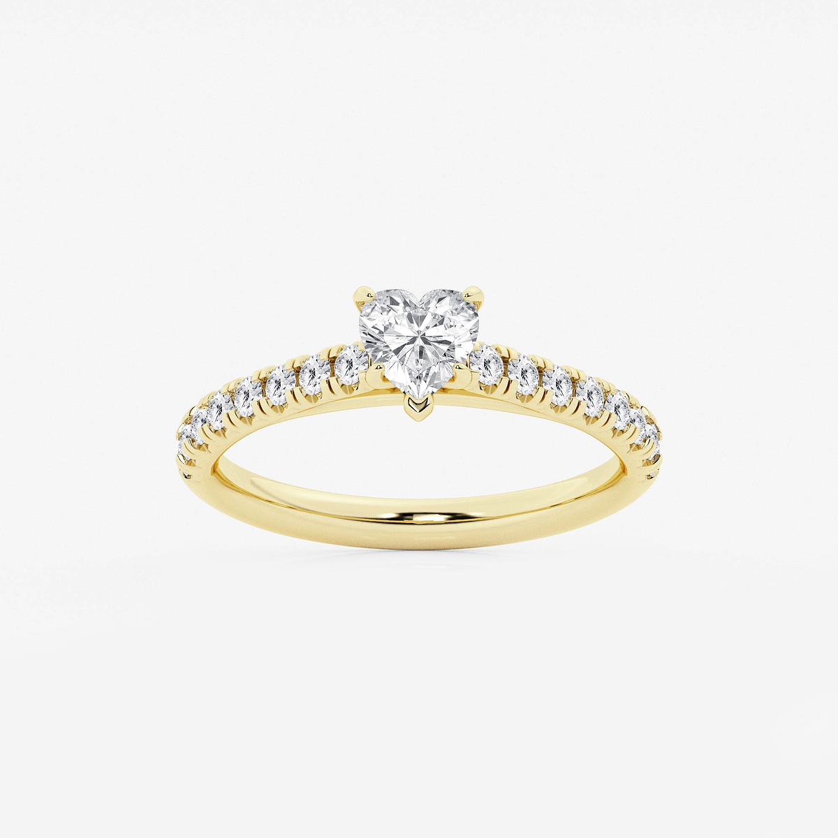 7/8 ctw Heart Lab Grown Diamond French Pave Engagement Ring