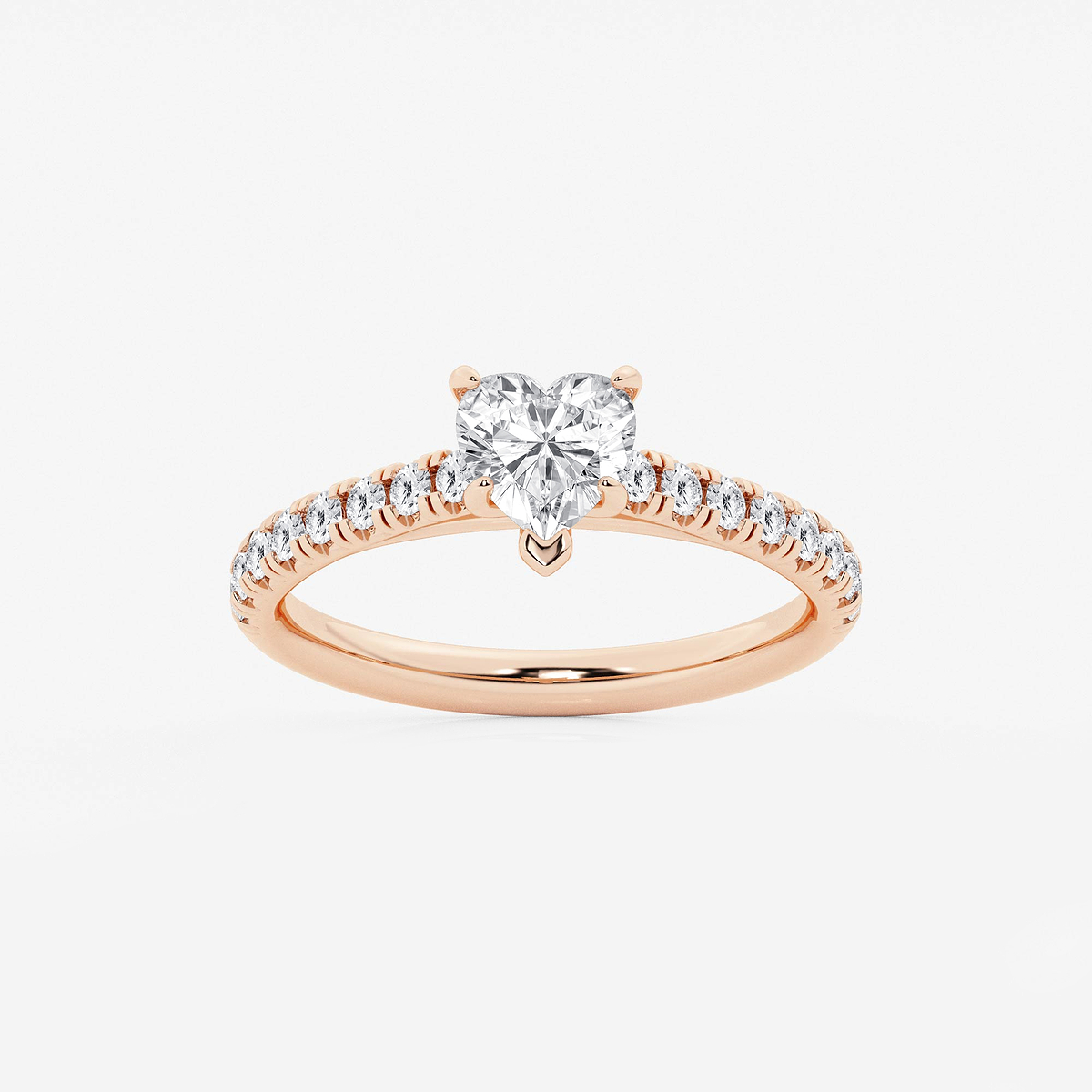 1 1/8 ctw Heart Lab Grown Diamond French Pave Engagement Ring