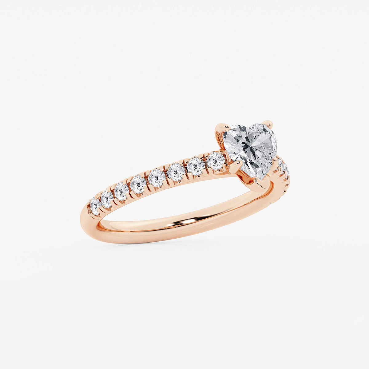 Additional Image 1 for  1 1/8 ctw Heart Lab Grown Diamond French Pave Engagement Ring