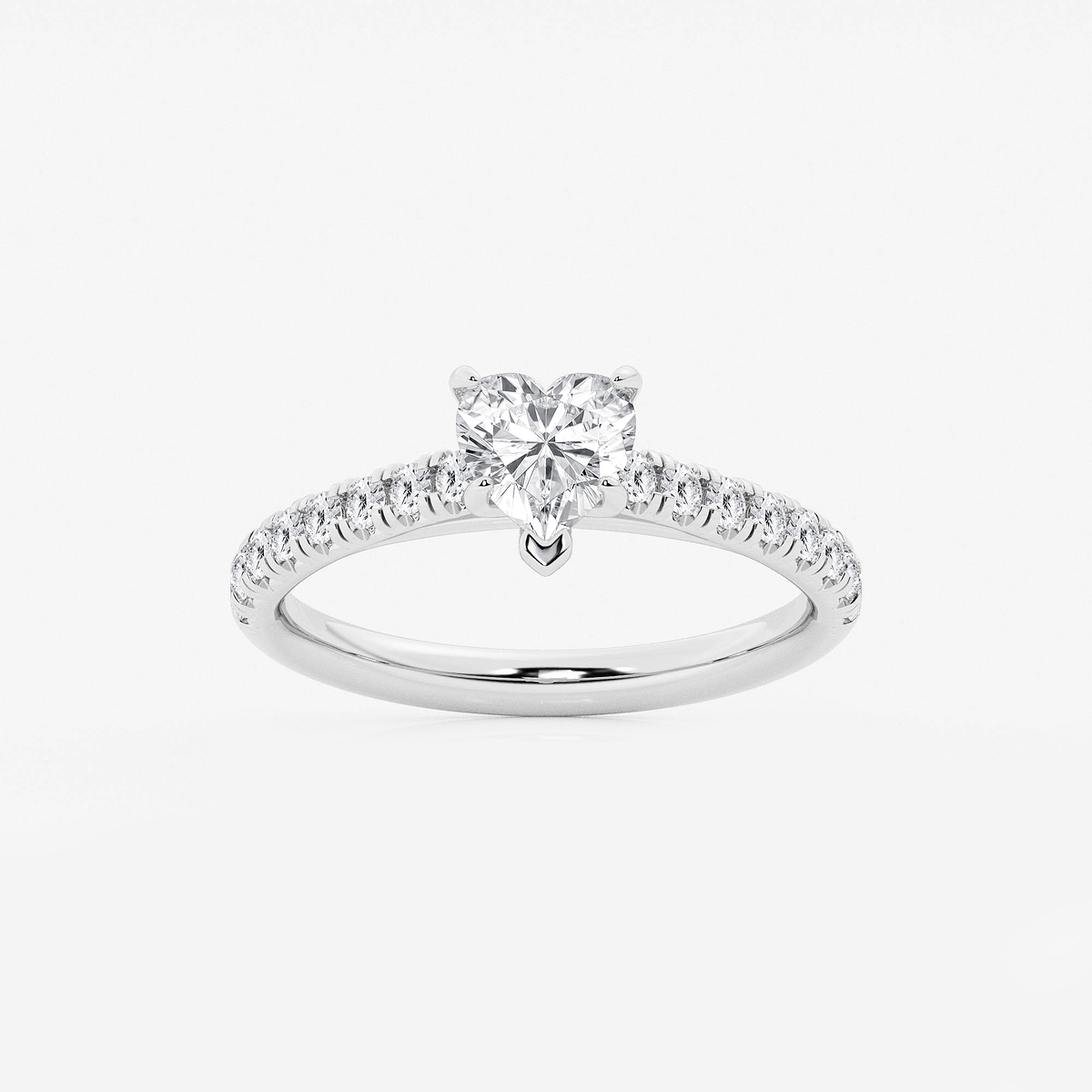 1 1/8 ctw Heart Lab Grown Diamond French Pave Engagement Ring
