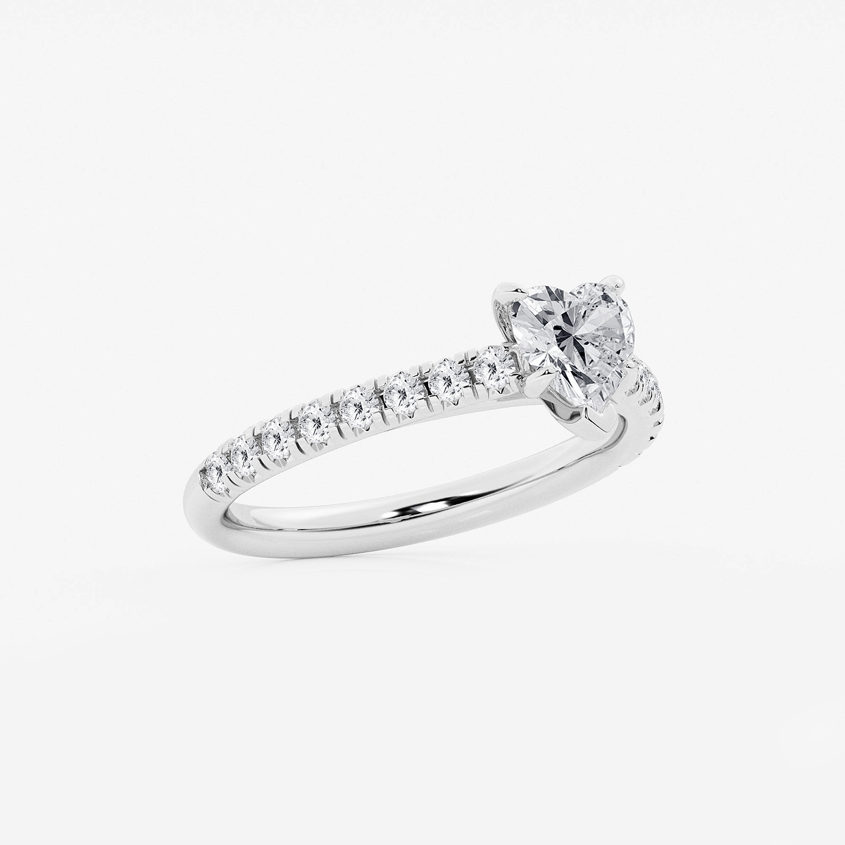 Additional Image 1 for  1 1/8 ctw Heart Lab Grown Diamond French Pave Engagement Ring