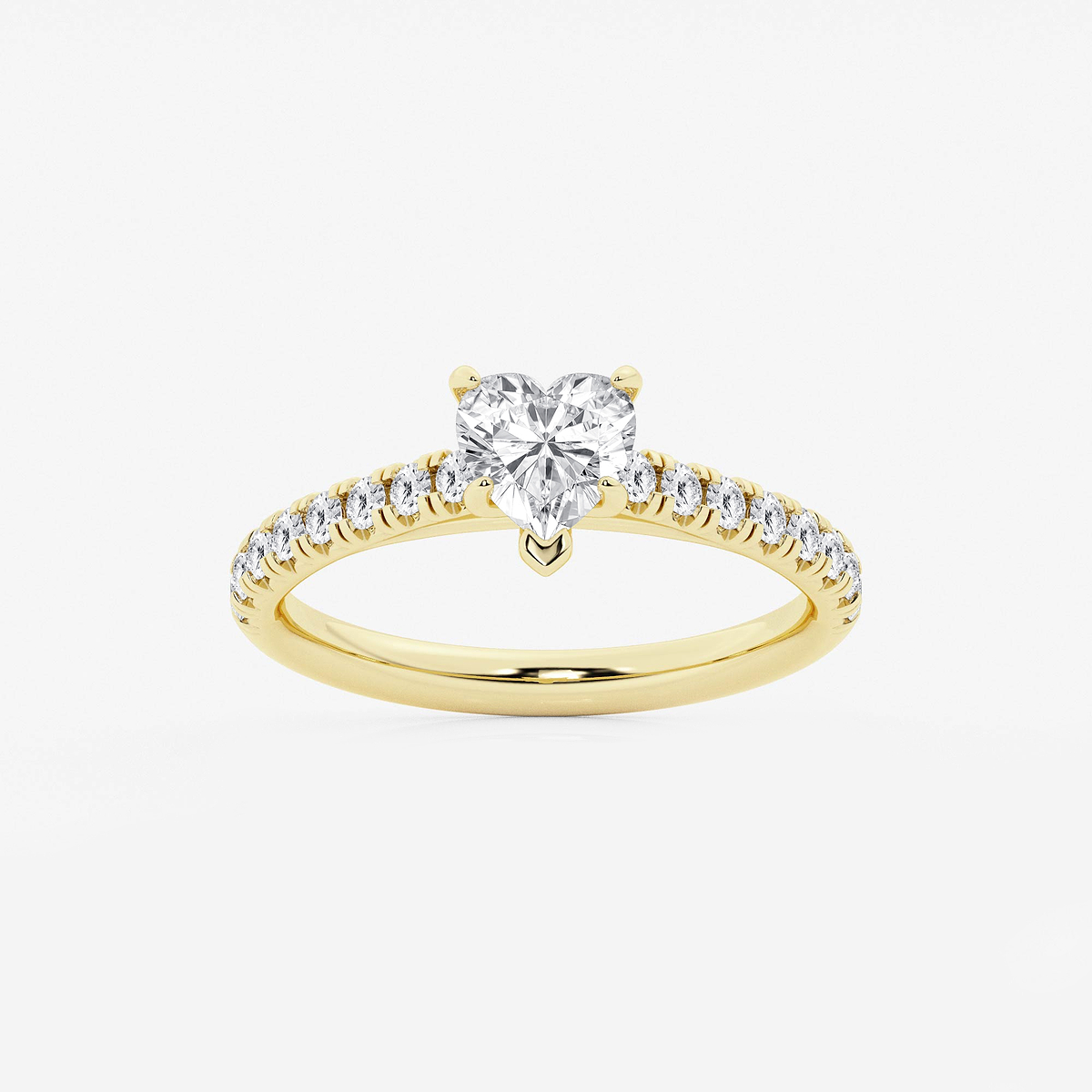 1 1/8 ctw Heart Lab Grown Diamond French Pave Engagement Ring