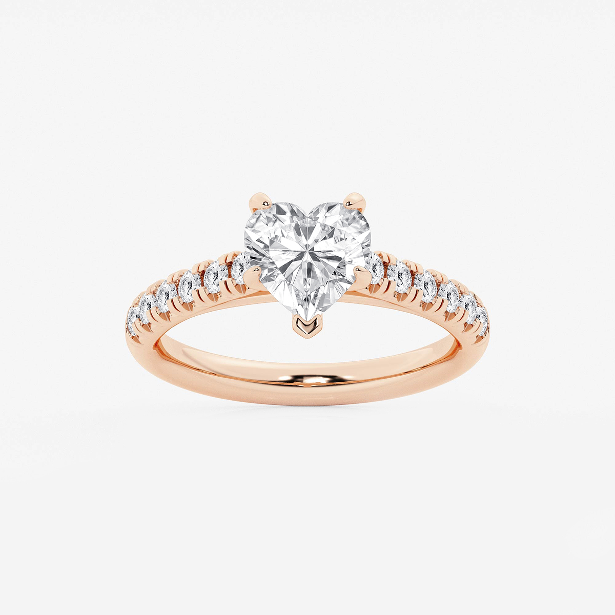 2 ctw Heart Lab Grown Diamond French Pave Engagement Ring