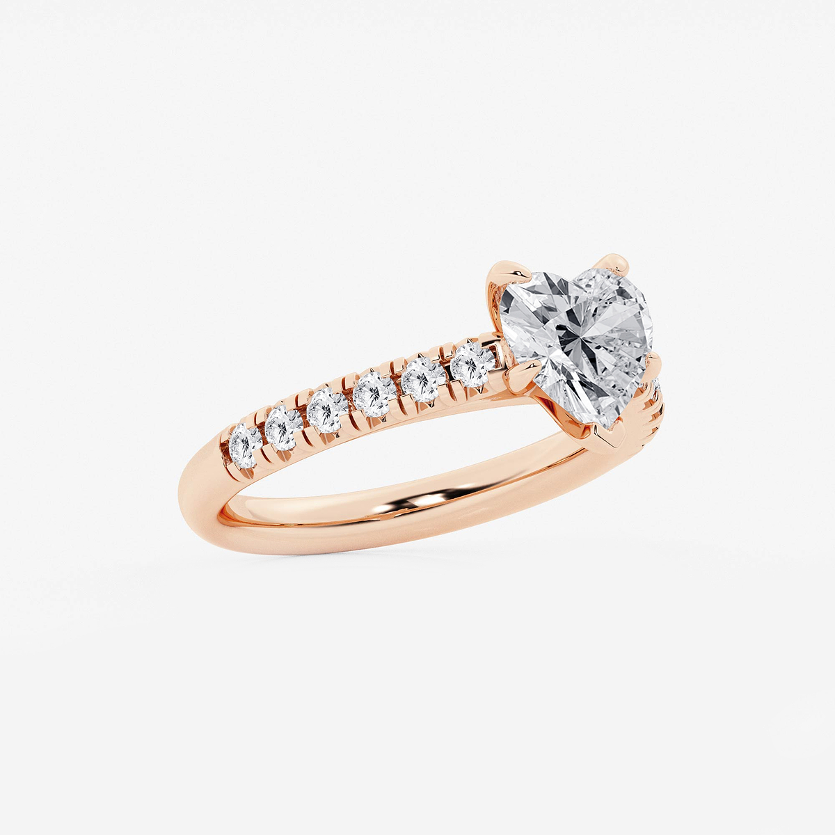 Additional Image 1 for  2 ctw Heart Lab Grown Diamond French Pave Engagement Ring