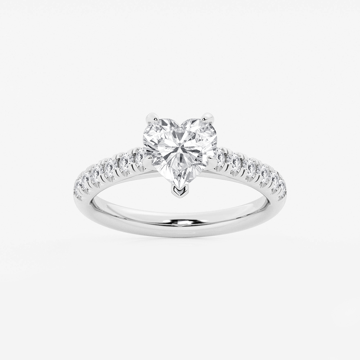 2 ctw Heart Lab Grown Diamond French Pave Engagement Ring