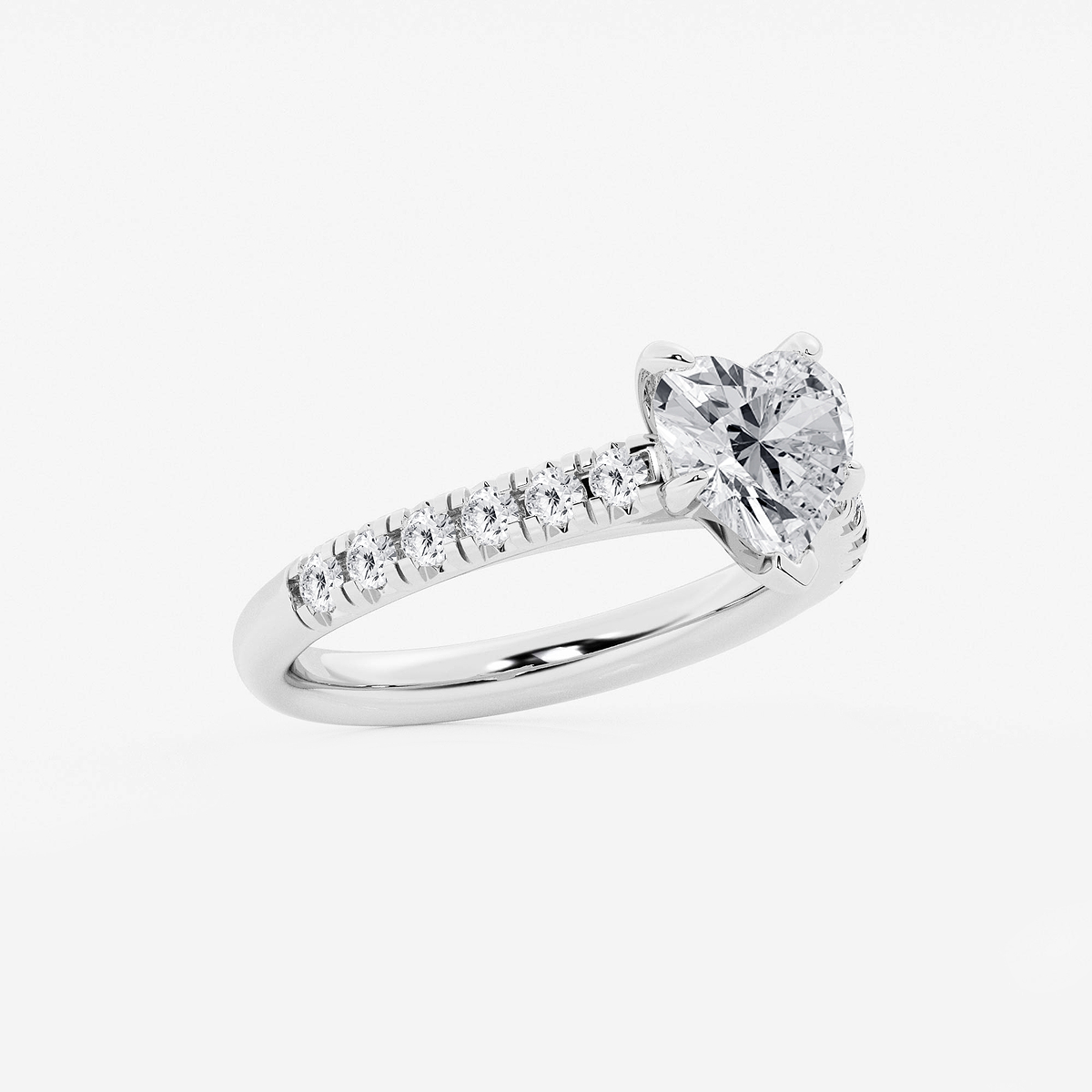 Additional Image 1 for  2 ctw Heart Lab Grown Diamond French Pave Engagement Ring