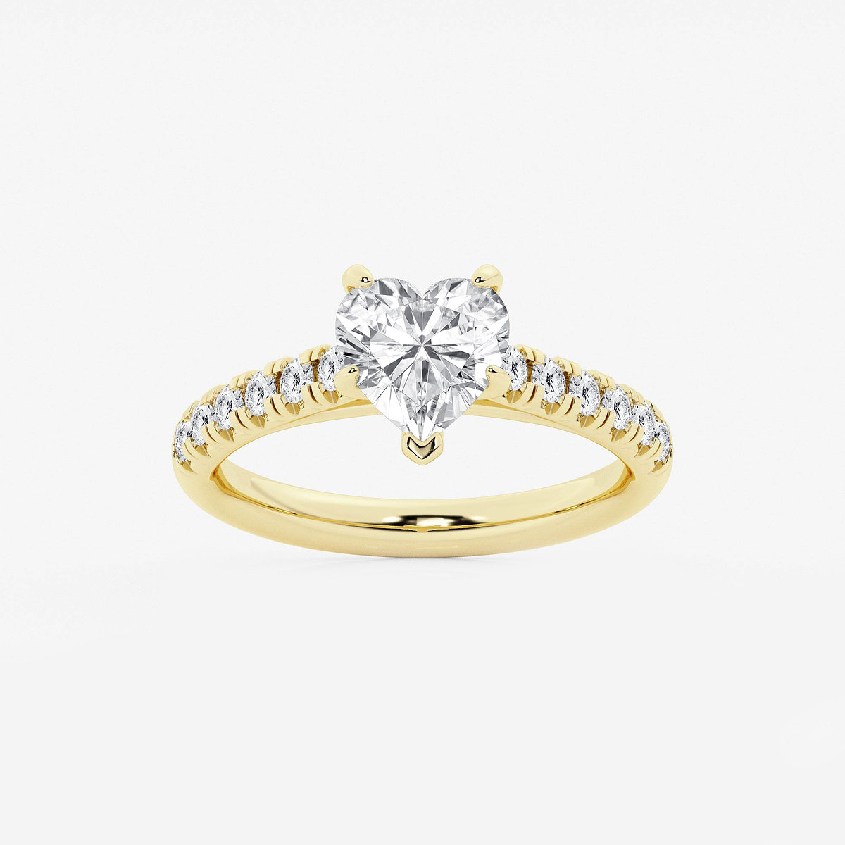 2 ctw Heart Lab Grown Diamond French Pave Engagement Ring