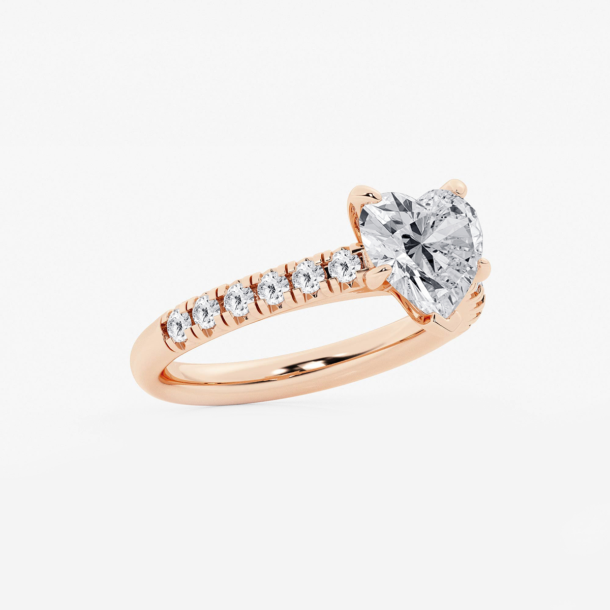 Additional Image 1 for  2 2/5 ctw Heart Lab Grown Diamond French Pave Engagement Ring