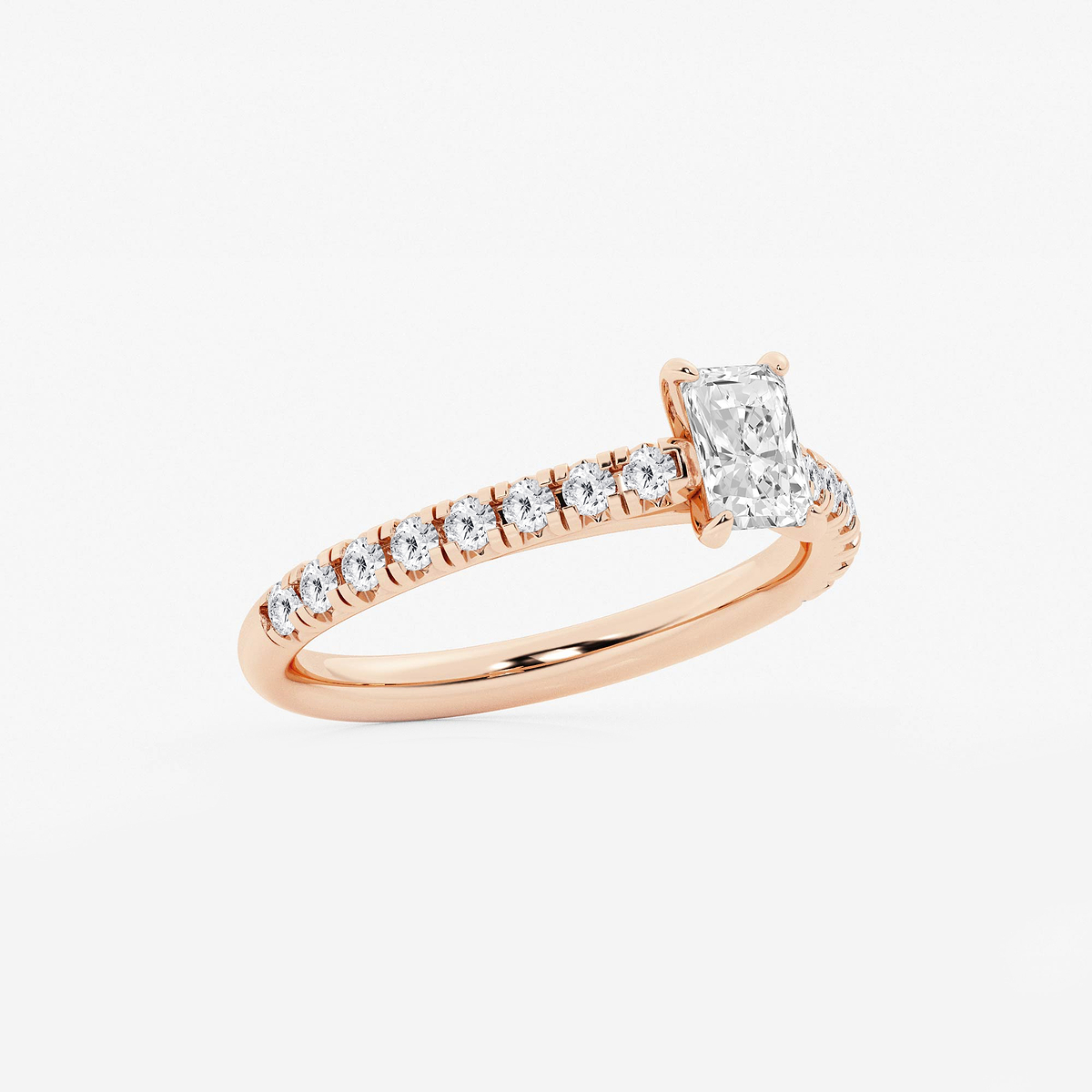 Additional Image 1 for  7/8 ctw Radiant Lab Grown Diamond French Pave Engagement Ring