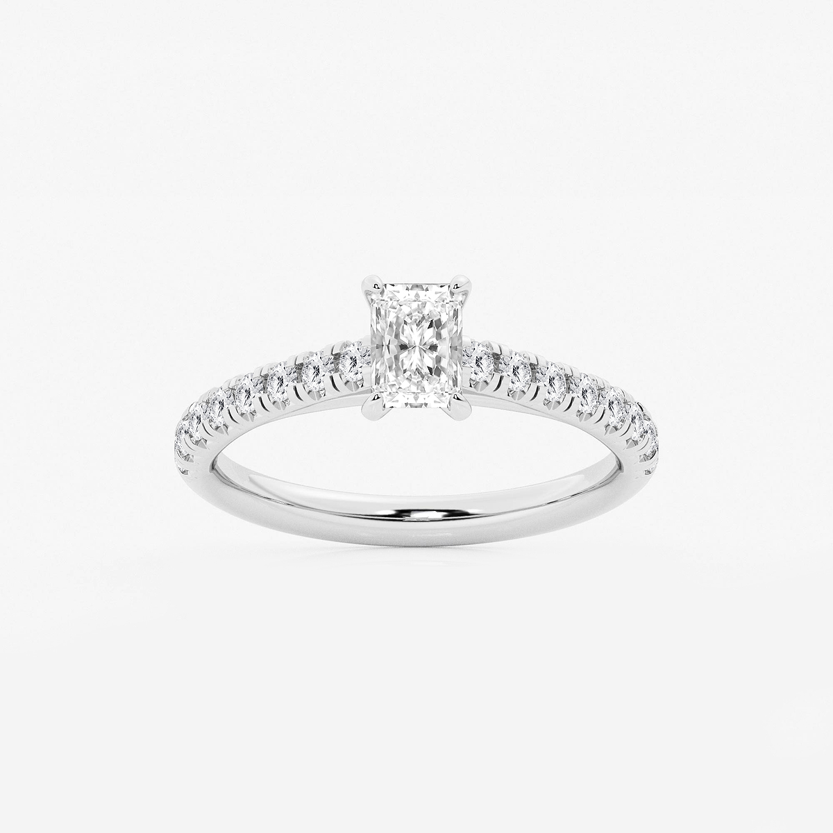 7/8 ctw Radiant Lab Grown Diamond French Pave Engagement Ring