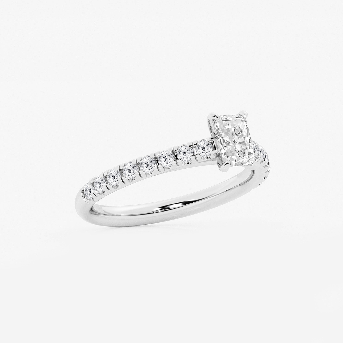 Additional Image 1 for  7/8 ctw Radiant Lab Grown Diamond French Pave Engagement Ring