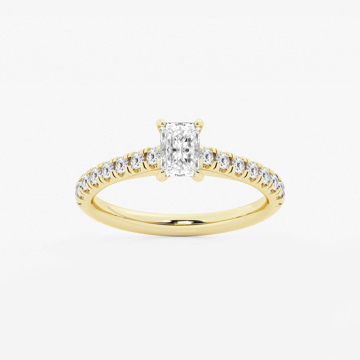 7/8 ctw Radiant Lab Grown Diamond French Pave Engagement Ring