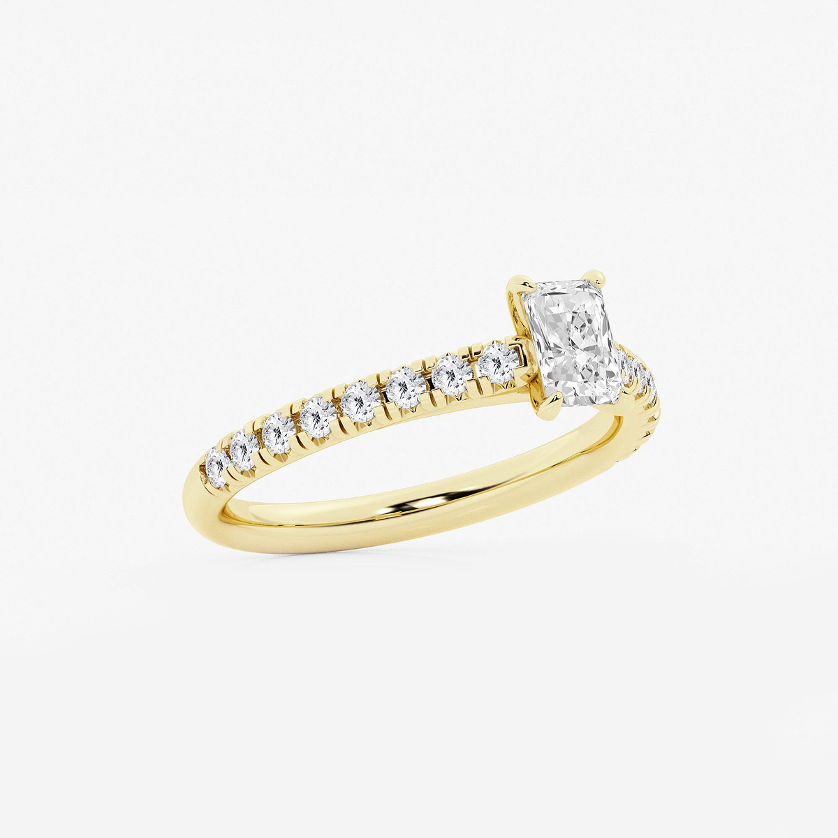 Additional Image 1 for  7/8 ctw Radiant Lab Grown Diamond French Pave Engagement Ring