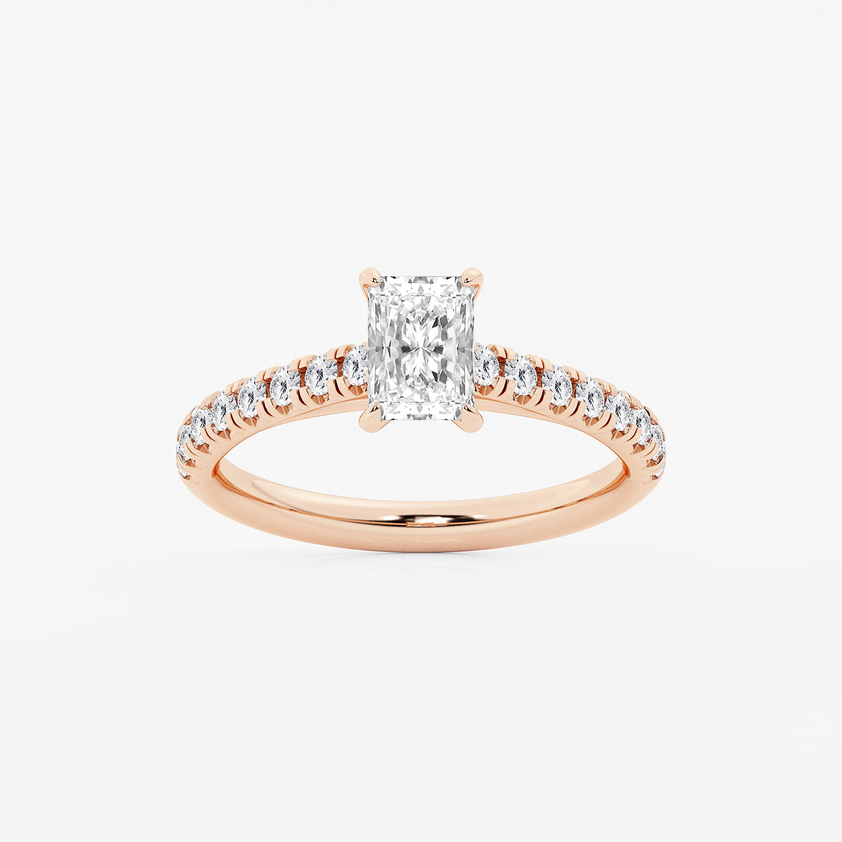 1 1/8 ctw Radiant Lab Grown Diamond French Pave Engagement Ring