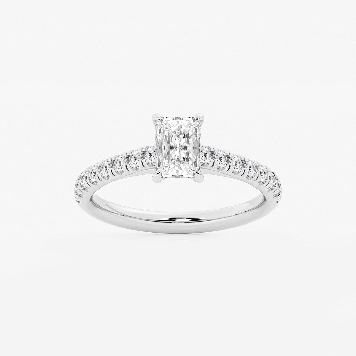 1 1/8 ctw Radiant Lab Grown Diamond French Pave Engagement Ring