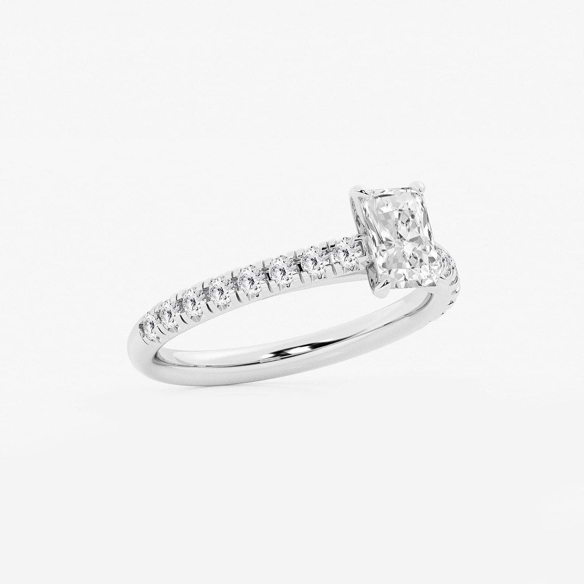 Additional Image 1 for  1 1/8 ctw Radiant Lab Grown Diamond French Pave Engagement Ring