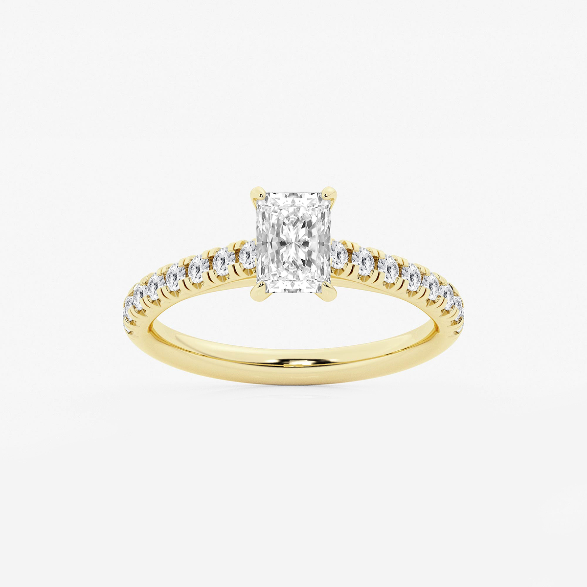 1 1/8 ctw Radiant Lab Grown Diamond French Pave Engagement Ring