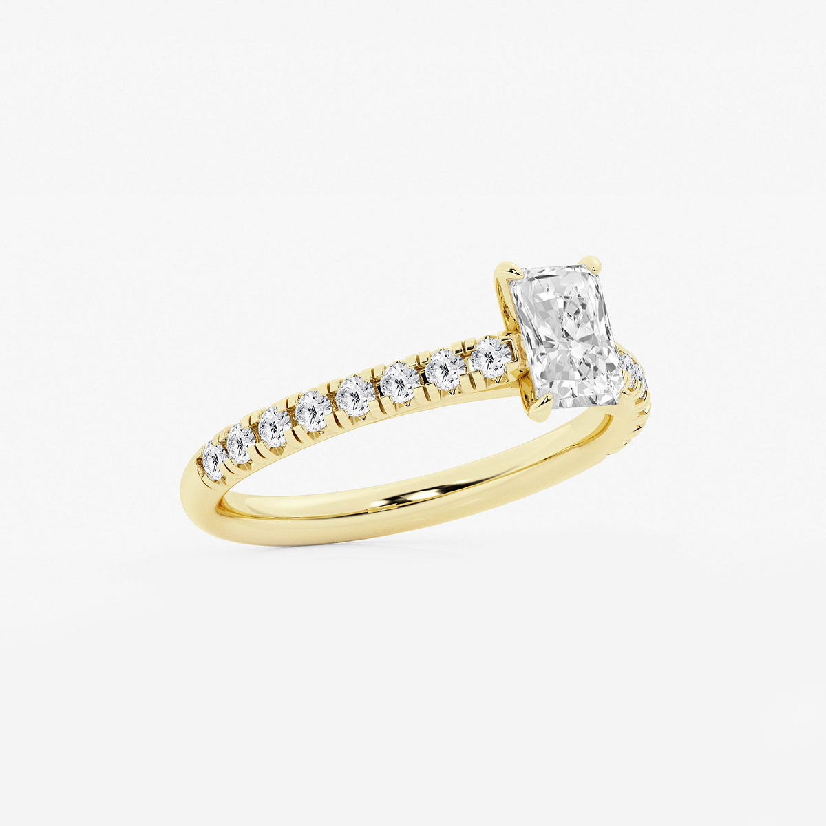 Additional Image 1 for  1 1/8 ctw Radiant Lab Grown Diamond French Pave Engagement Ring
