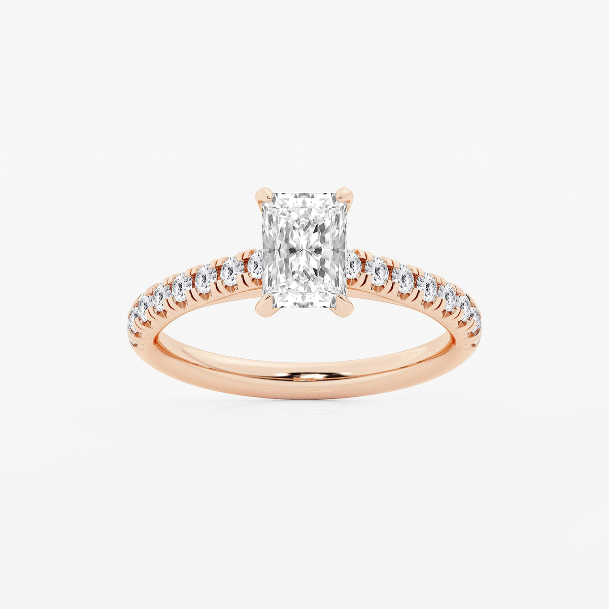 1 2/5 ctw Radiant Lab Grown Diamond French Pave Engagement Ring