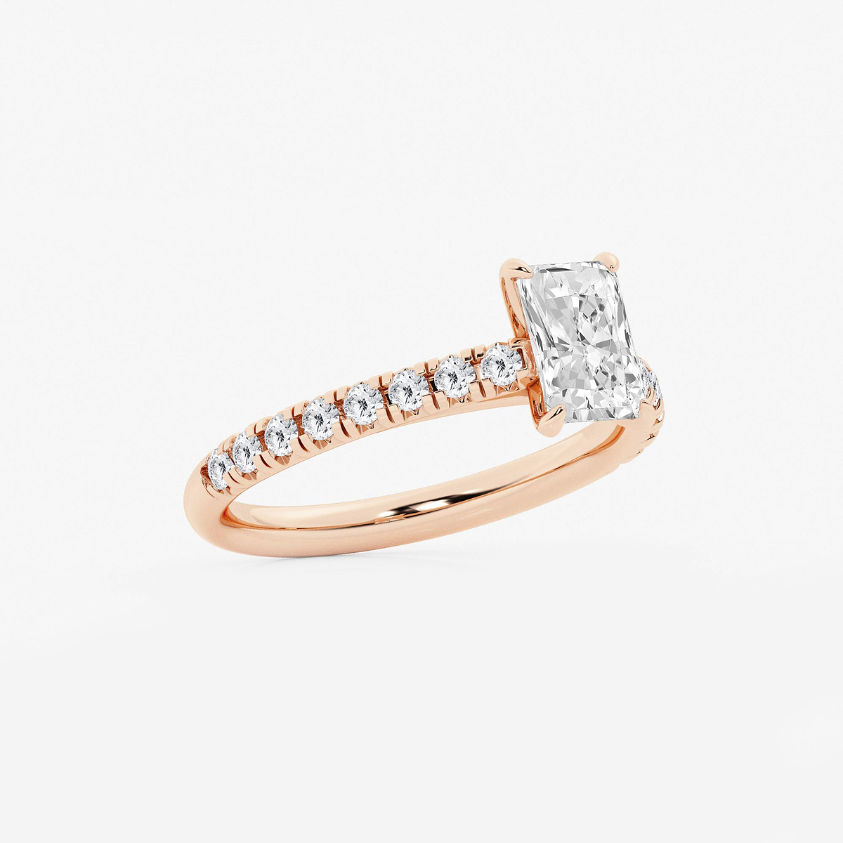 Additional Image 1 for  1 2/5 ctw Radiant Lab Grown Diamond French Pave Engagement Ring