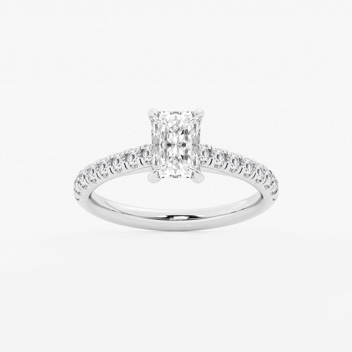 1 2/5 ctw Radiant Lab Grown Diamond French Pave Engagement Ring