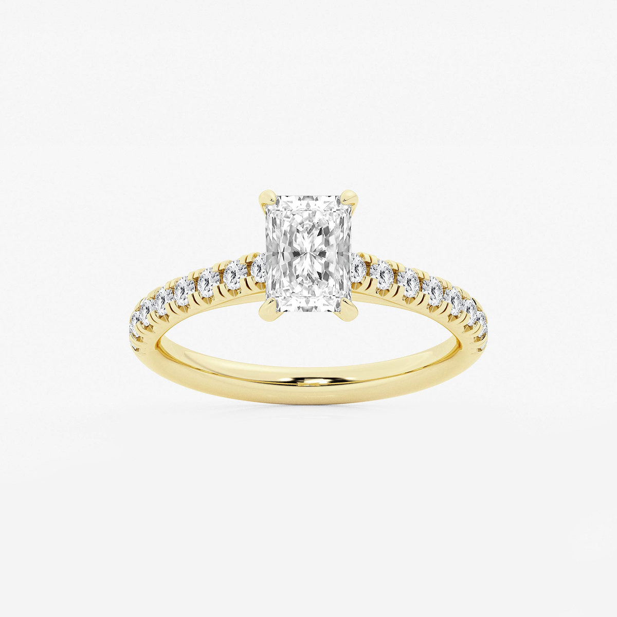 1 2/5 ctw Radiant Lab Grown Diamond French Pave Engagement Ring