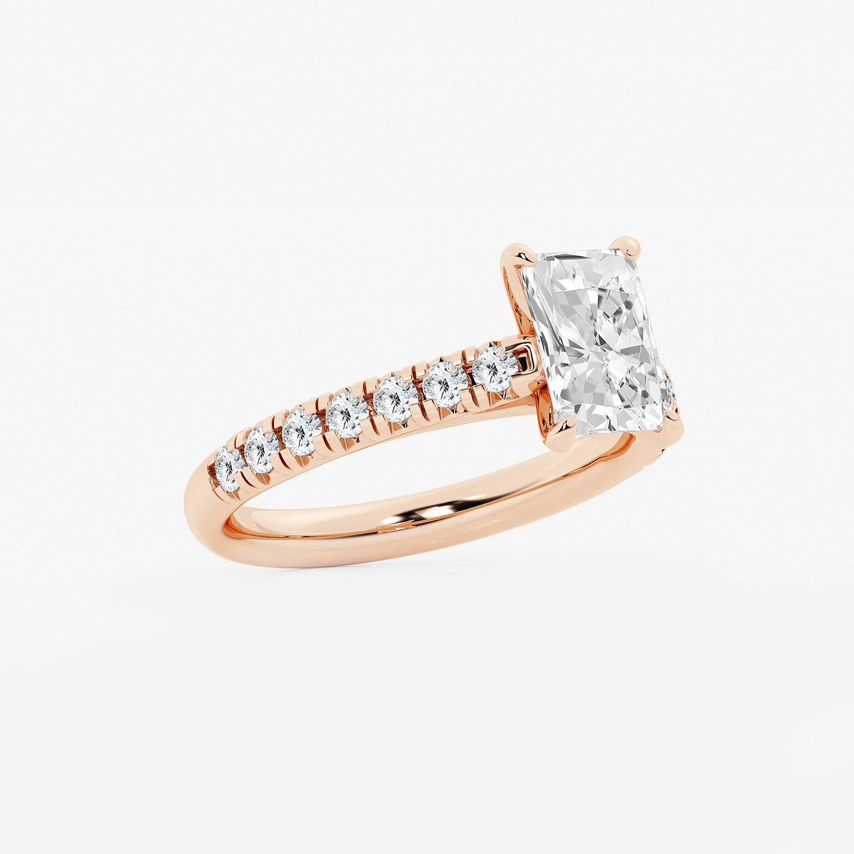Additional Image 1 for  2 ctw Radiant Lab Grown Diamond French Pave Engagement Ring