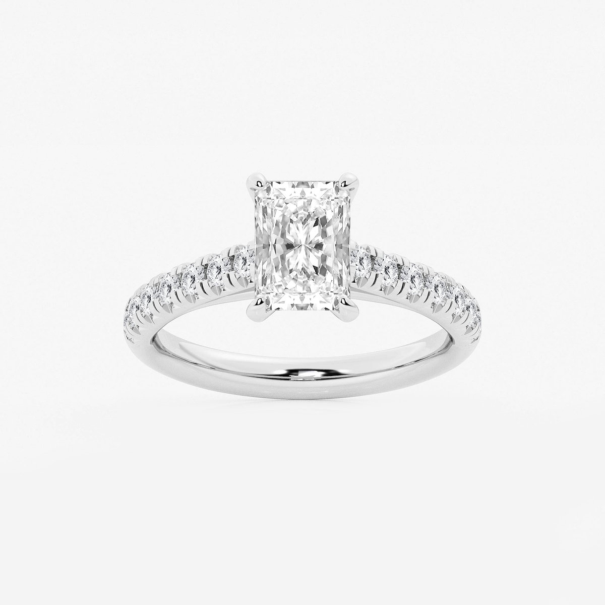 2 ctw Radiant Lab Grown Diamond French Pave Engagement Ring