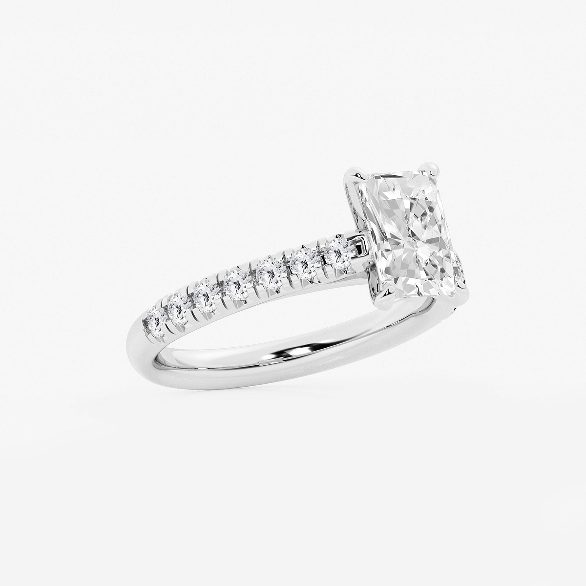 Additional Image 1 for  2 ctw Radiant Lab Grown Diamond French Pave Engagement Ring