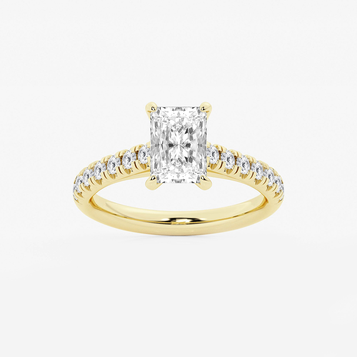 2 ctw Radiant Lab Grown Diamond French Pave Engagement Ring