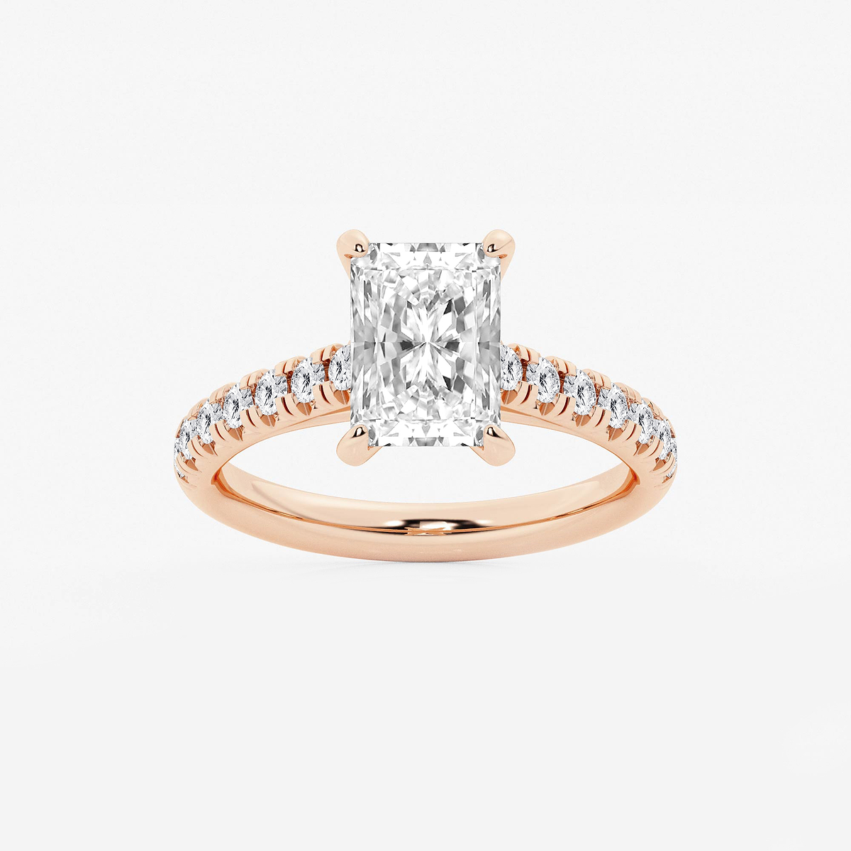 2 2/5 ctw Radiant Lab Grown Diamond French Pave Engagement Ring