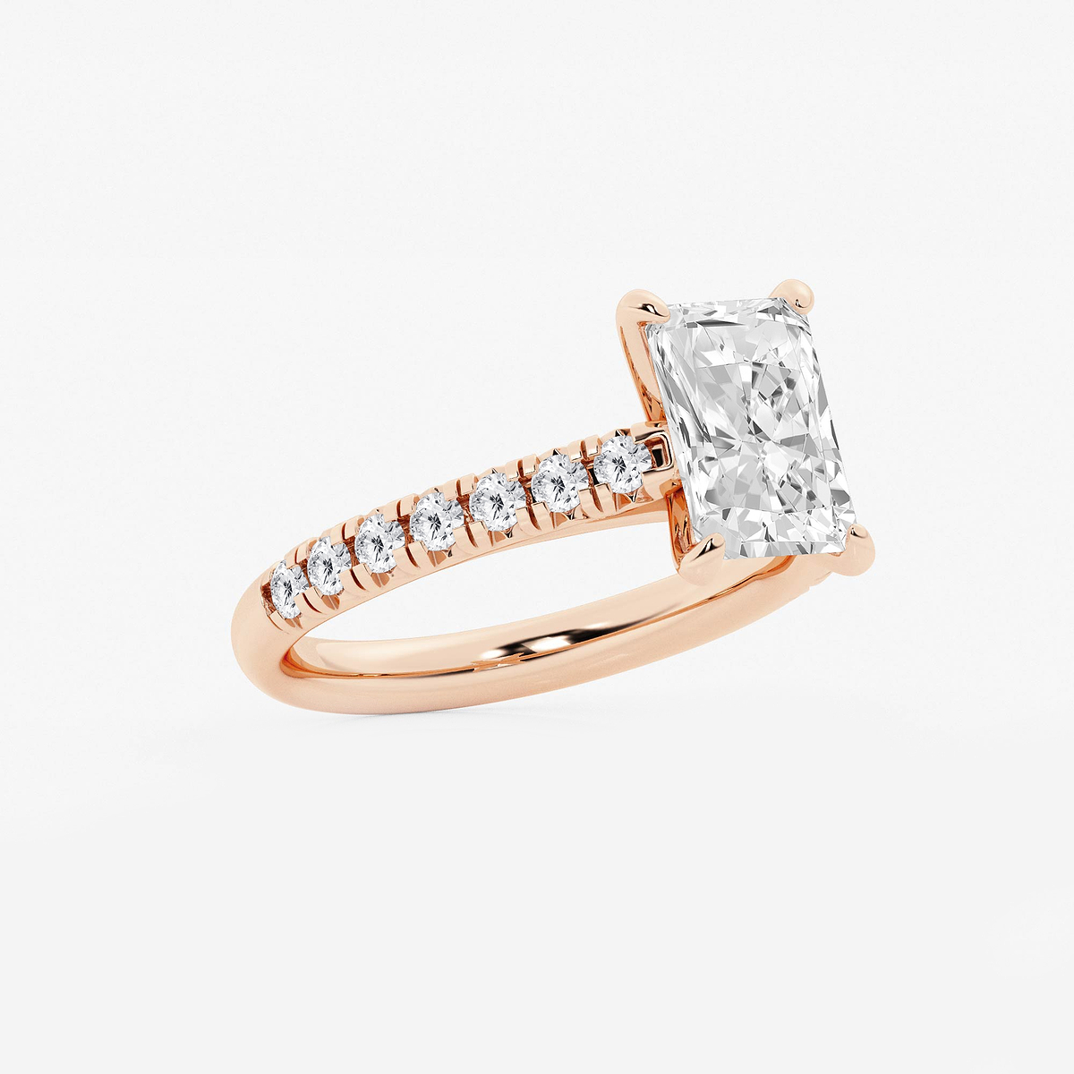 Additional Image 1 for  2 2/5 ctw Radiant Lab Grown Diamond French Pave Engagement Ring